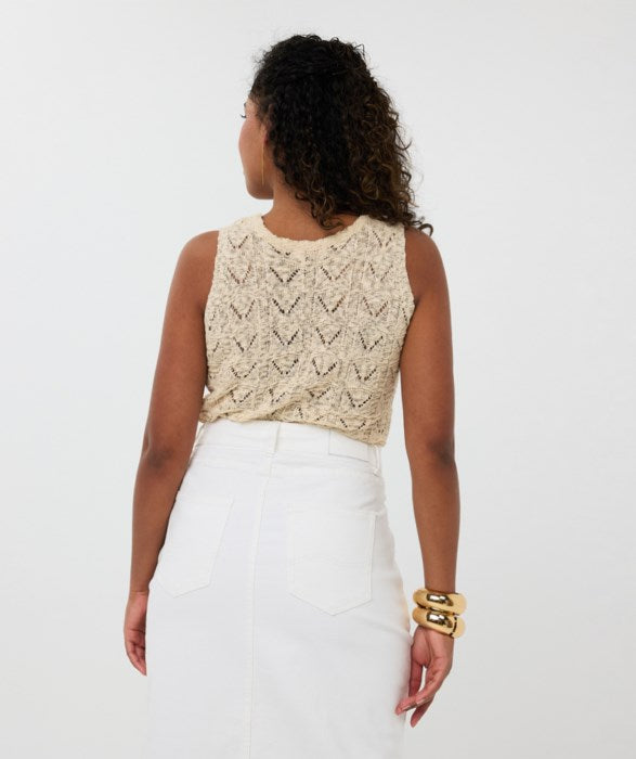 Crochet Tank in beige by Esqualo