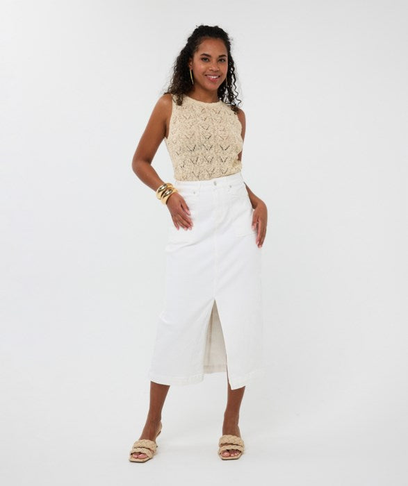 Crochet Tank in beige by Esqualo