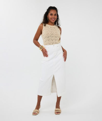 Crochet Tank in beige by Esqualo