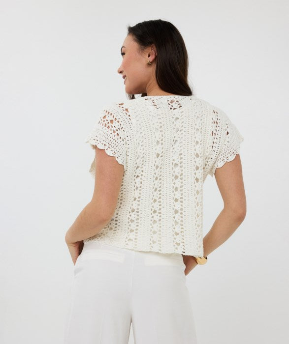 Crochet Crop Top in white by Esqualo