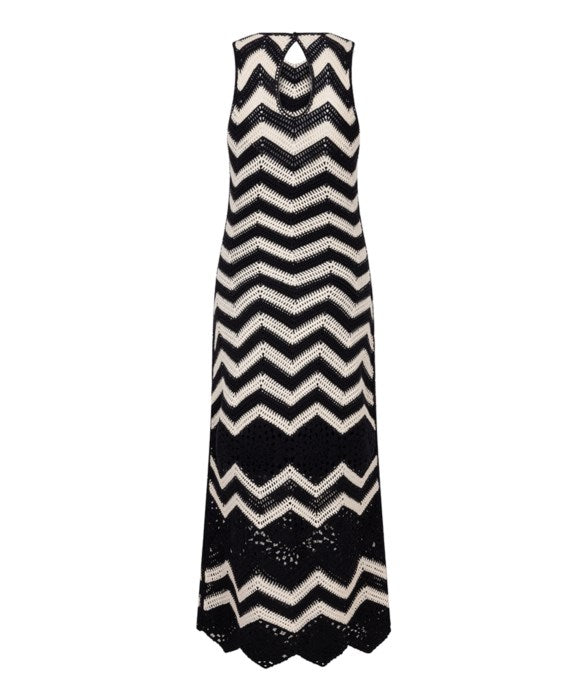 Sleeveless Crochet Dress in black/white by Esqualo
