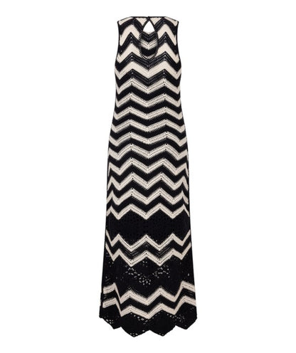 Sleeveless Crochet Dress in black/white by Esqualo