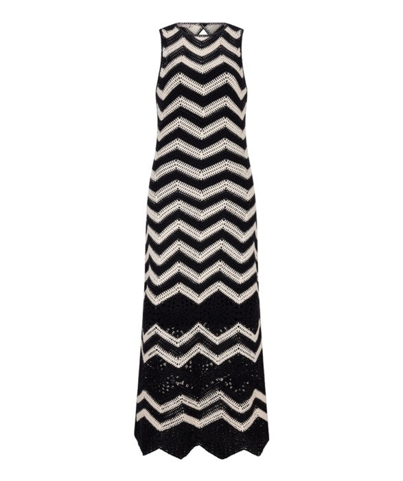 Sleeveless Crochet Dress in black/white by Esqualo