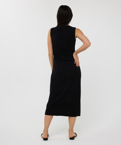 Sleeveless LBD with Rouching in black by Esqualo