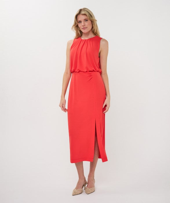 Fancy Gathering Sleeveless Dress in red by Esqualo
