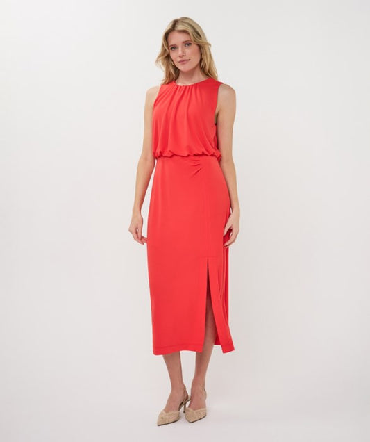 Fancy Gathering Sleeveless Dress in red by Esqualo