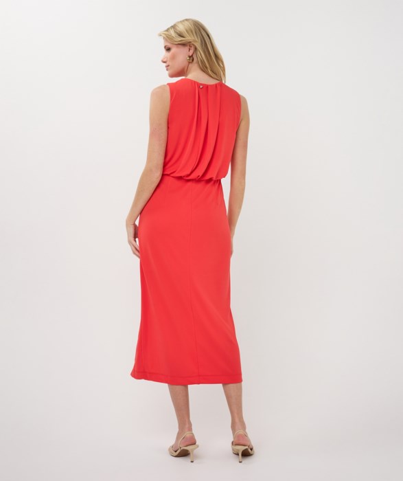 Fancy Gathering Sleeveless Dress in red by Esqualo