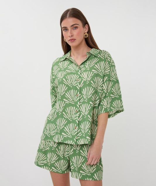 Tropical Print Collared Blouse in multi by Esqualo