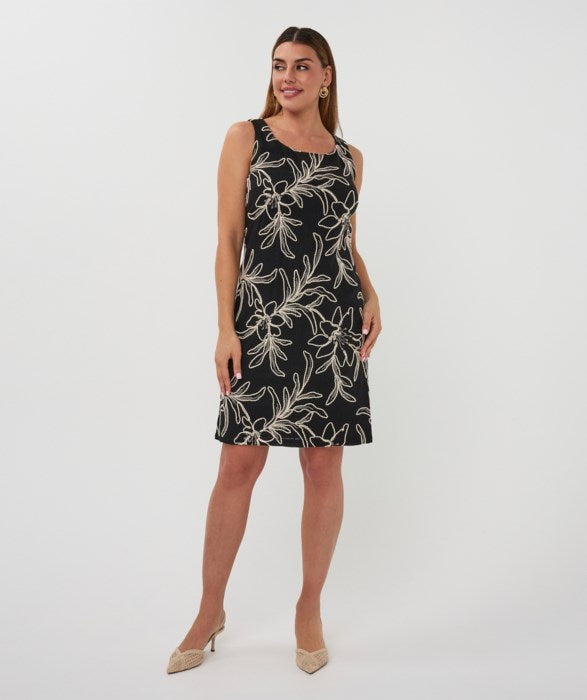 Flower Embroidered Dress in black by Esqualo