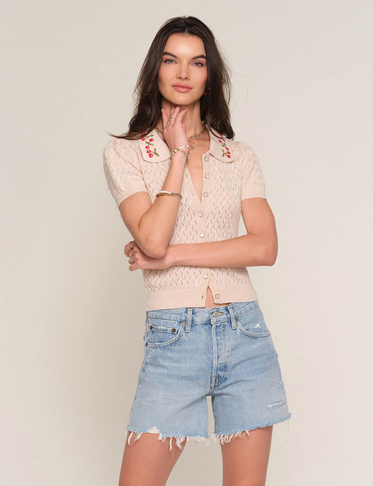 Manta Cardi in ecru by Heartloom