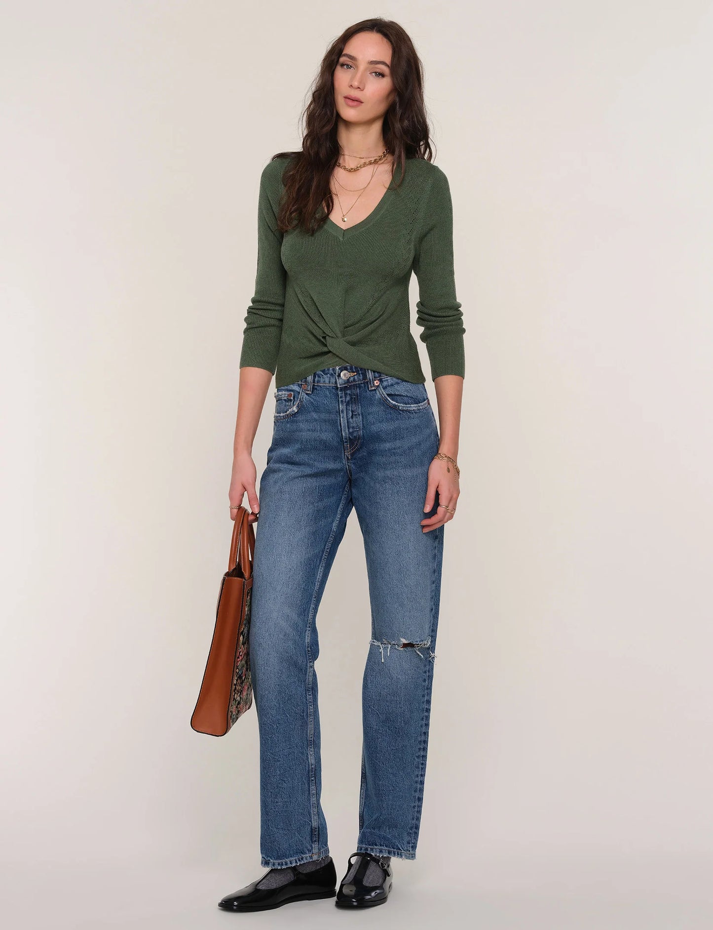 Zazie Sweater Top in forest by Heartloom