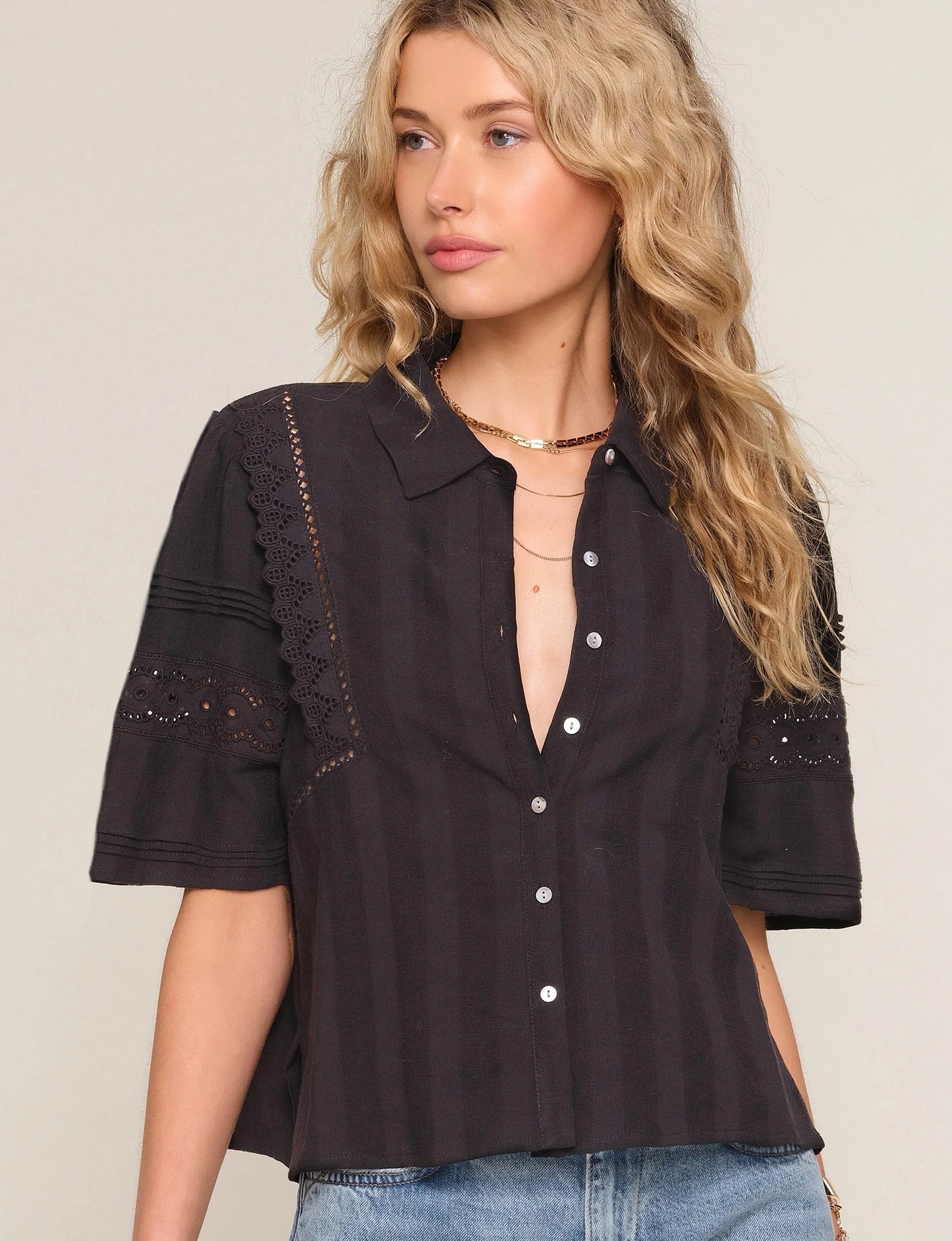 Carmen Cotton Voile Top in black by Heartloom
