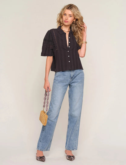 Carmen Cotton Voile Top in black by Heartloom