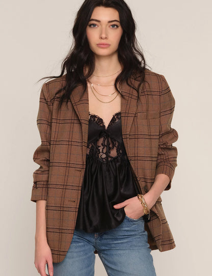 Sienna Plaid Blazer in toffee by Heartloom