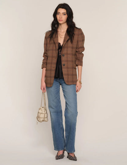 Sienna Plaid Blazer in toffee by Heartloom