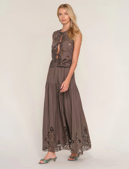 Arly Eyelet Maxi Skirt in coco by Heartloom