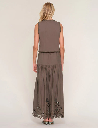 Arly Eyelet Maxi Skirt in coco by Heartloom