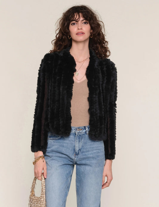Rosa Fur Jacket in black by Heartloom