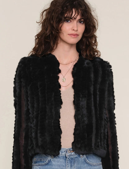 Rosa Fur Jacket in black by Heartloom
