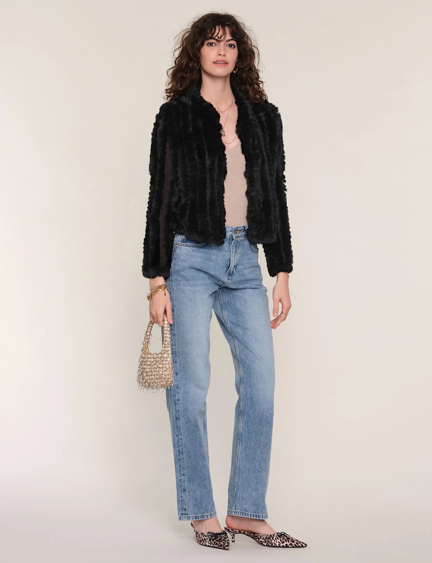 Rosa Fur Jacket in black by Heartloom