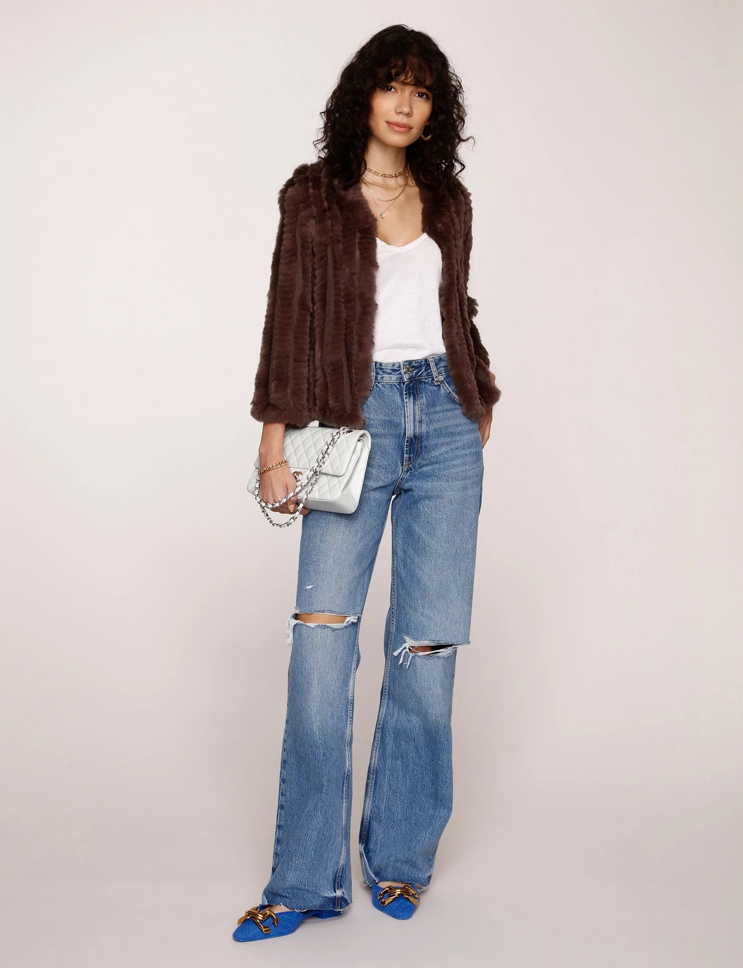 Rosa Fur Jacket in chocolate by Heartloom