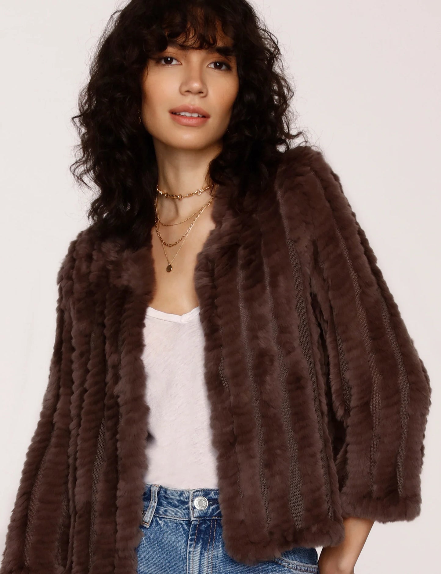 Rosa Fur Jacket in chocolate by Heartloom