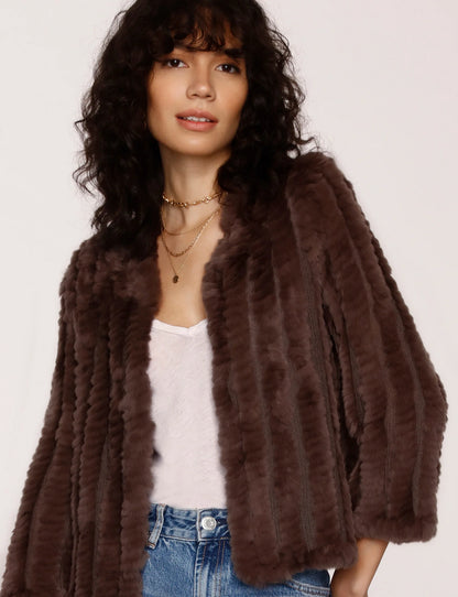 Rosa Fur Jacket in chocolate by Heartloom