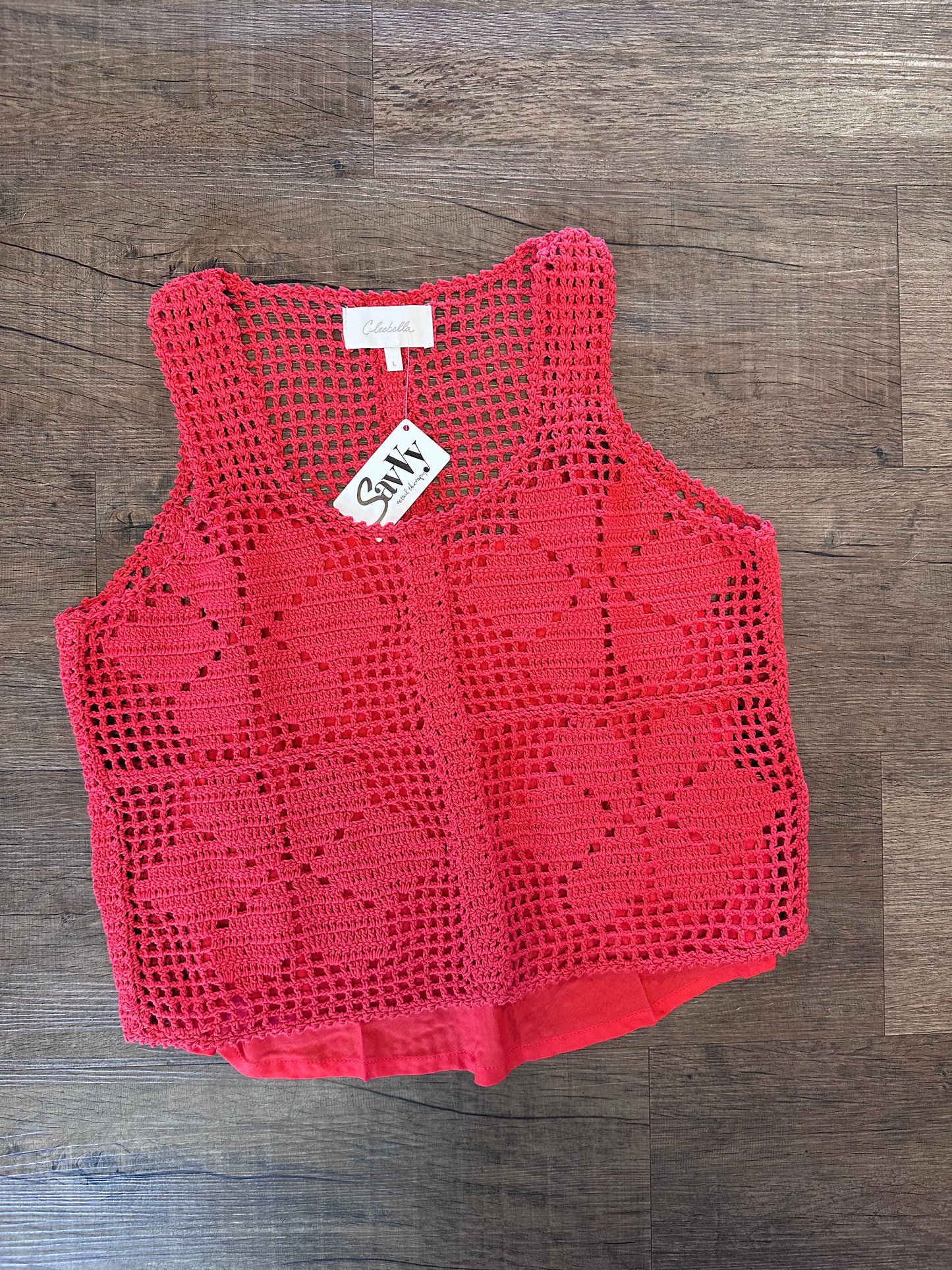 Miyuki Crochet Top in poppy red by Cleobella