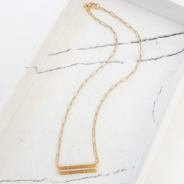 16" Paperclip Chain with Rhinestone Bar in gold by Virtue