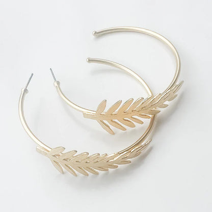 The Chelsea Hoop with Leaf Earring in gold by Virtue