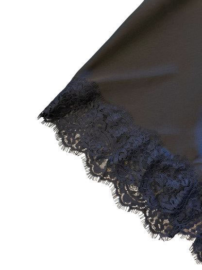 Satin Slip Skirt with Lace in black by Esqualo