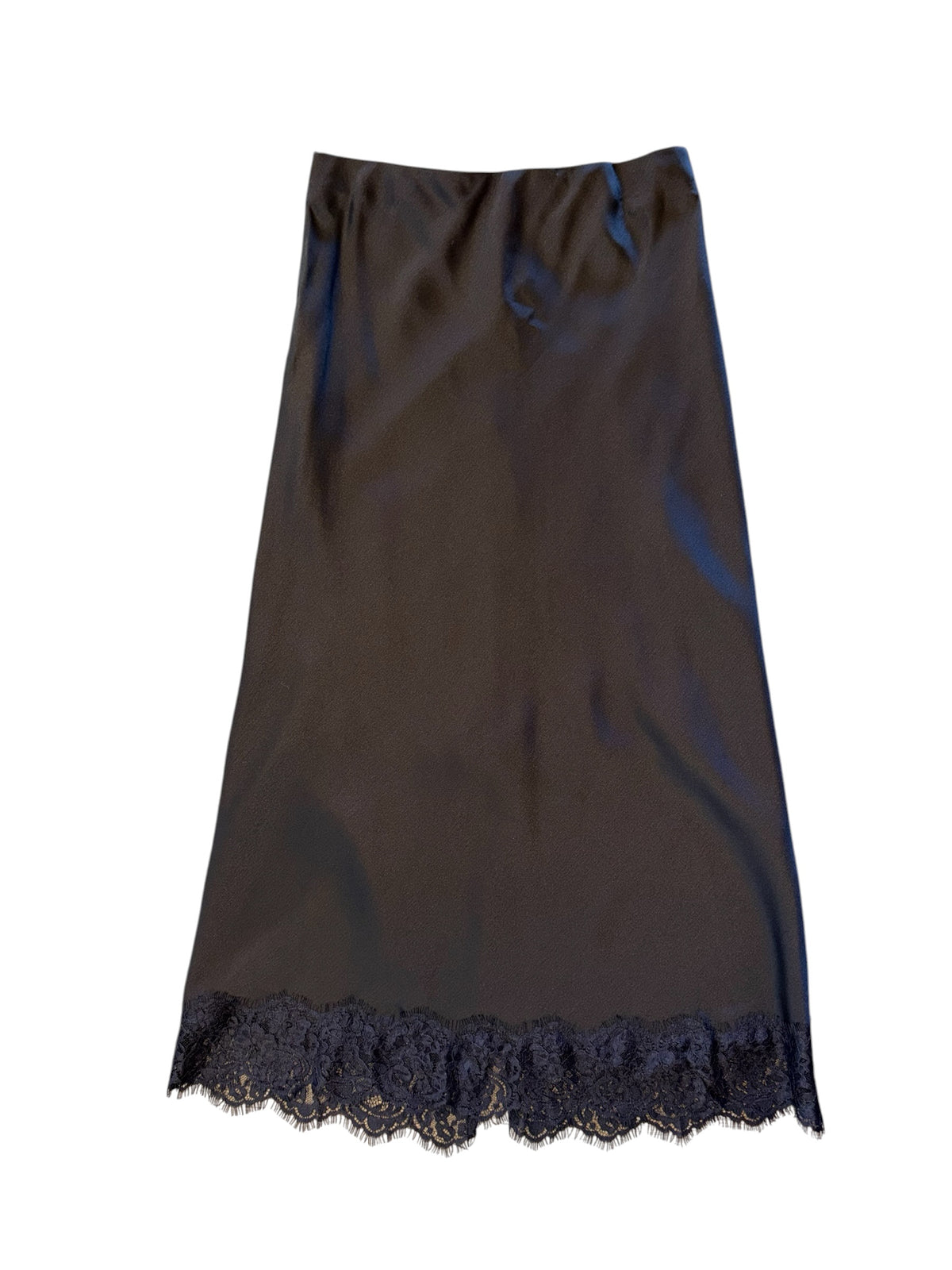 Satin Slip Skirt with Lace in black by Esqualo