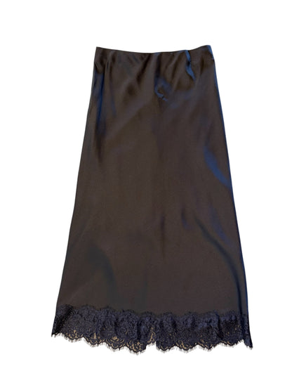 Satin Slip Skirt with Lace in black by Esqualo