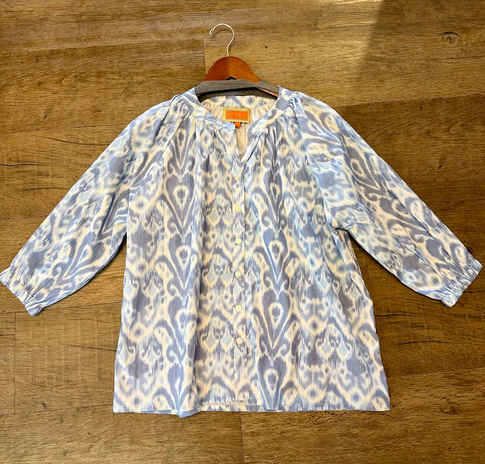 Margot Ikat Top in blue/white by La Plage