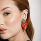 Colorblock Acrylic Earring in olive/cinnamon by Gissa Bicalho