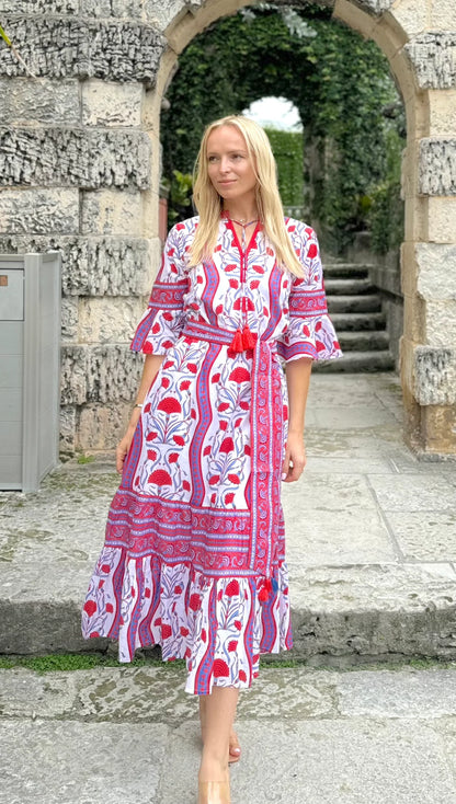 Ascot Maxi Dress in deco poppy red by Isla Payal
