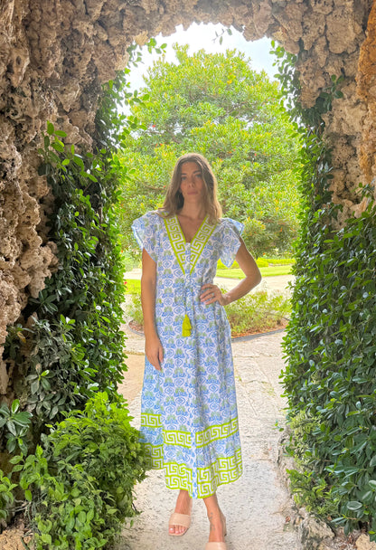 Amalfi Maxi Dress in hellenic blue by Isla Payal