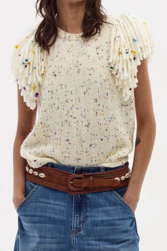 Praia Leather Belt in brown by Lanhtropy