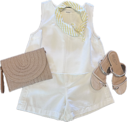 Rue Denim Top in off white by Pistola