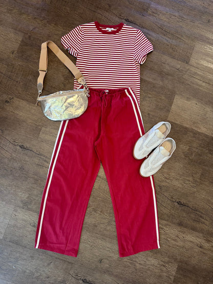 Alba Stripe Tee in red by Pistola