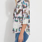 Roll Tab Connie Printed Button Down Top in upbeat canvas by Lysse