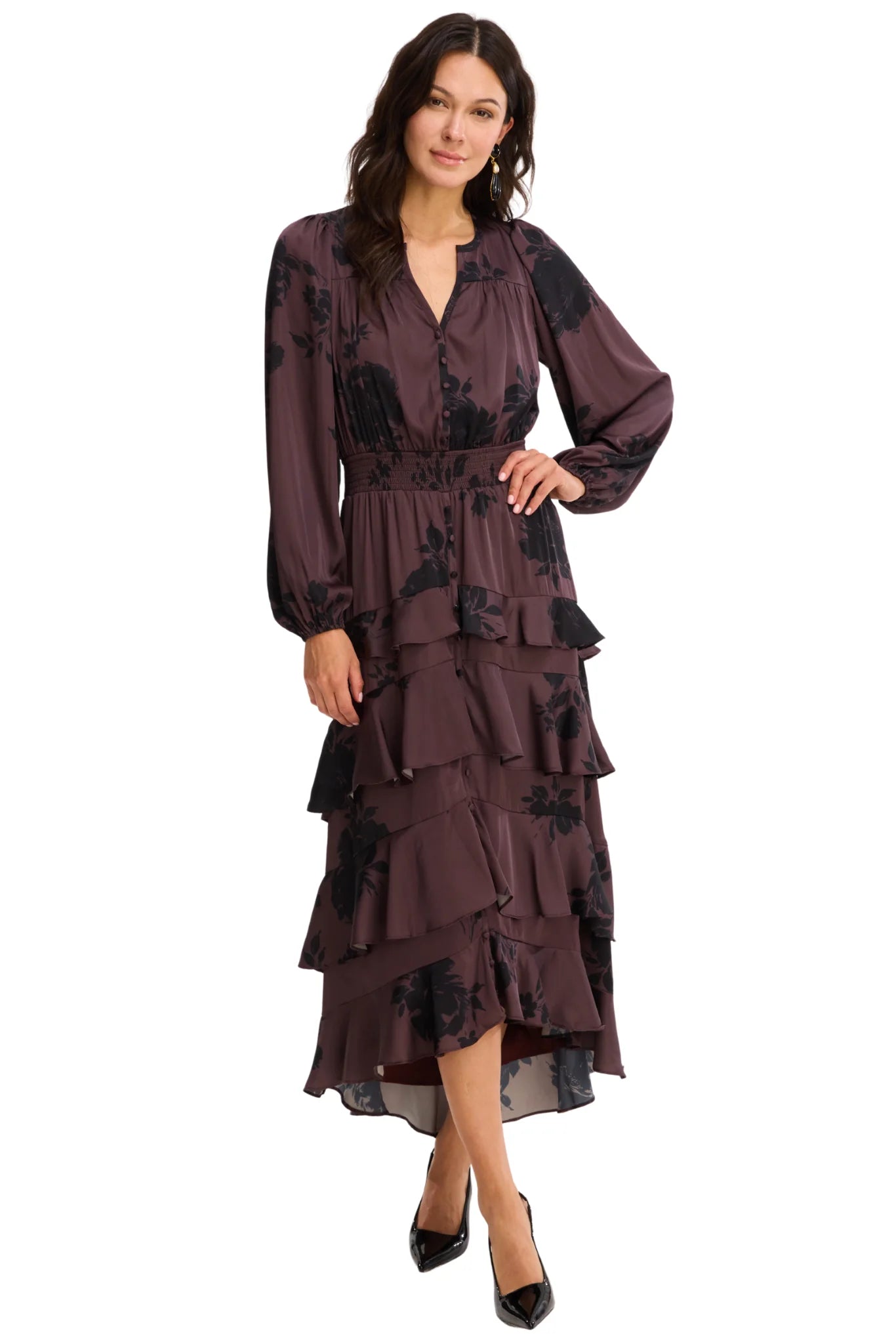 Josie Printed Dress in brown floral by Allison