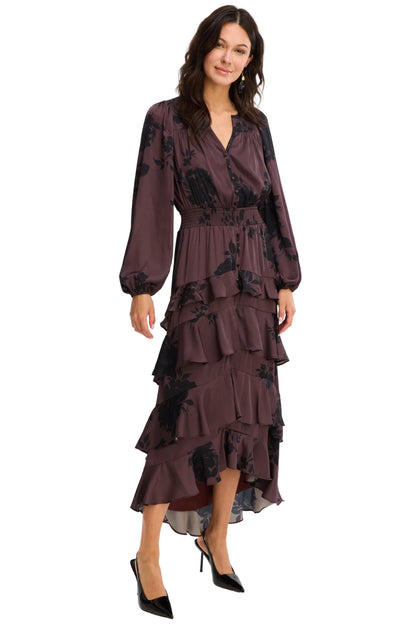 Josie Printed Dress in brown floral by Allison