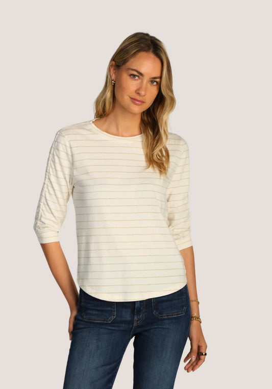 Julia Stripe Tee in white/gold by Dylan