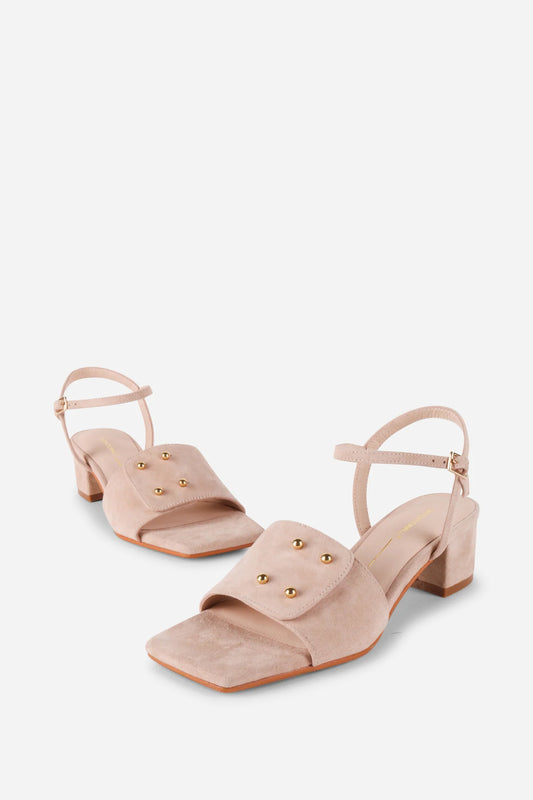 Karizma Suede Heel in oatmilk by Intentionally Blank