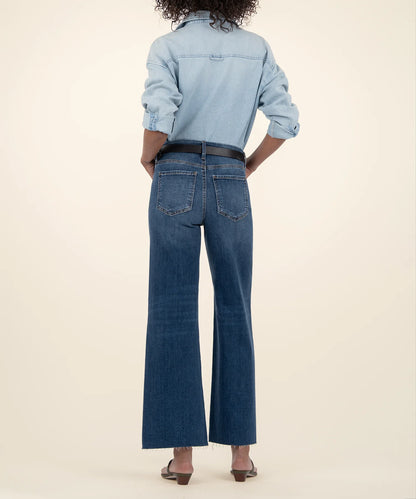Meg High Rise Wide Leg Raw Hem in harmony by KUT