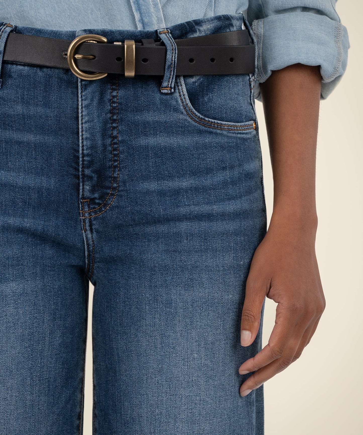 Meg High Rise Wide Leg Raw Hem in harmony by KUT