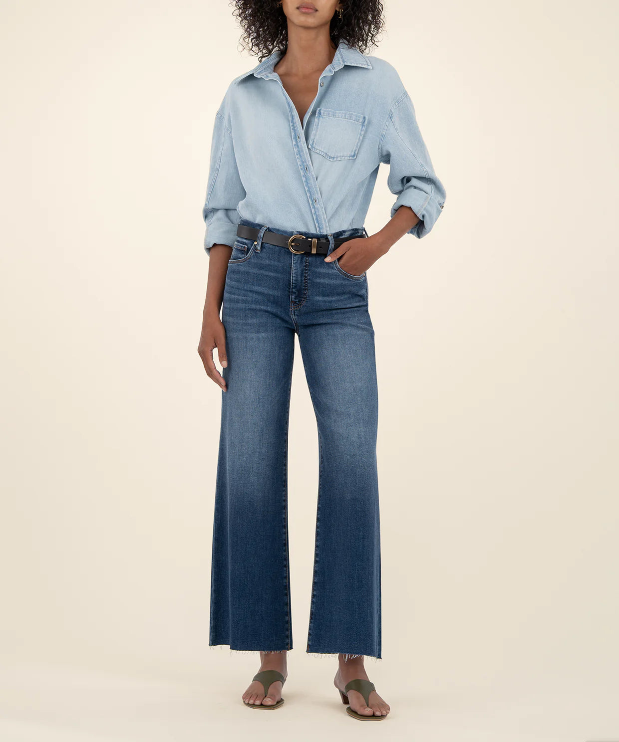 Meg High Rise Wide Leg Raw Hem in harmony by KUT