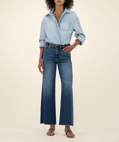 Meg High Rise Wide Leg Raw Hem in harmony by KUT