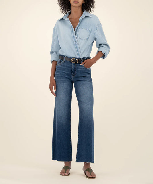 Meg High Rise Wide Leg Raw Hem in harmony by KUT